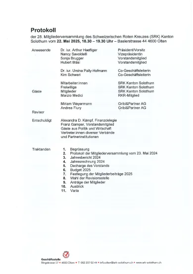 Protokoll MV 2025
